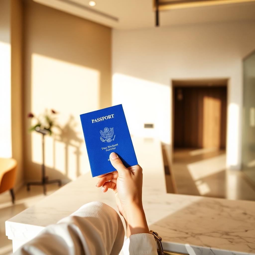 Hóspede no check-in de hotel